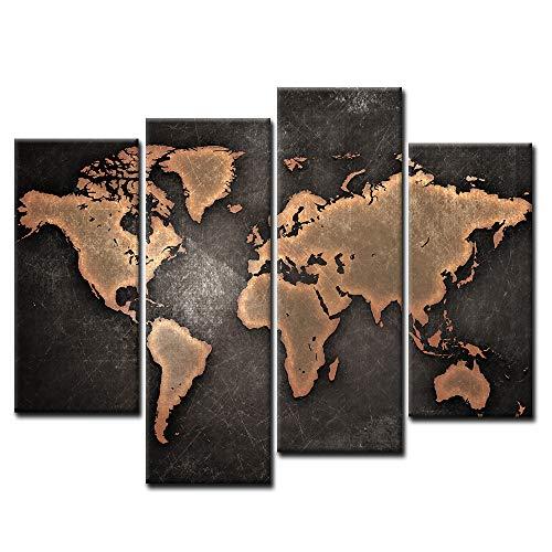 General World Map Black Background Wall Art Painting Pictures Print On Canvas Art The Picture For Home Modern Decoration