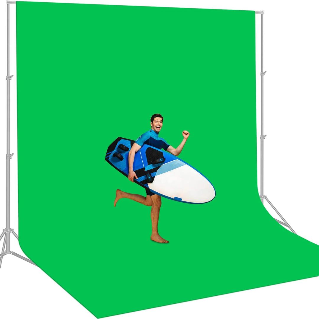 Aimosen 12 X 10 FT Large Green Screen Backdrop for Photography, GreenScreen Background for Zoom Meeting, Polyester Cloth Fabric Curtain, Chromakey Video Photoshoot Studio YouTube Conference Streaming