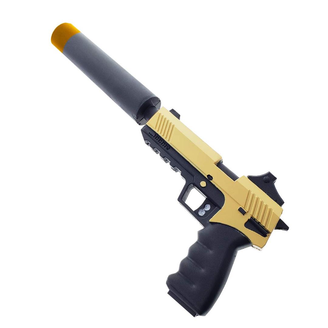 FN Toy Gun, Foam Pistol, Foam Gun with Silencer, Sneaky Silencers Mode Custom Prop Replica for Cosplay, Gifts, Collectible Yellow