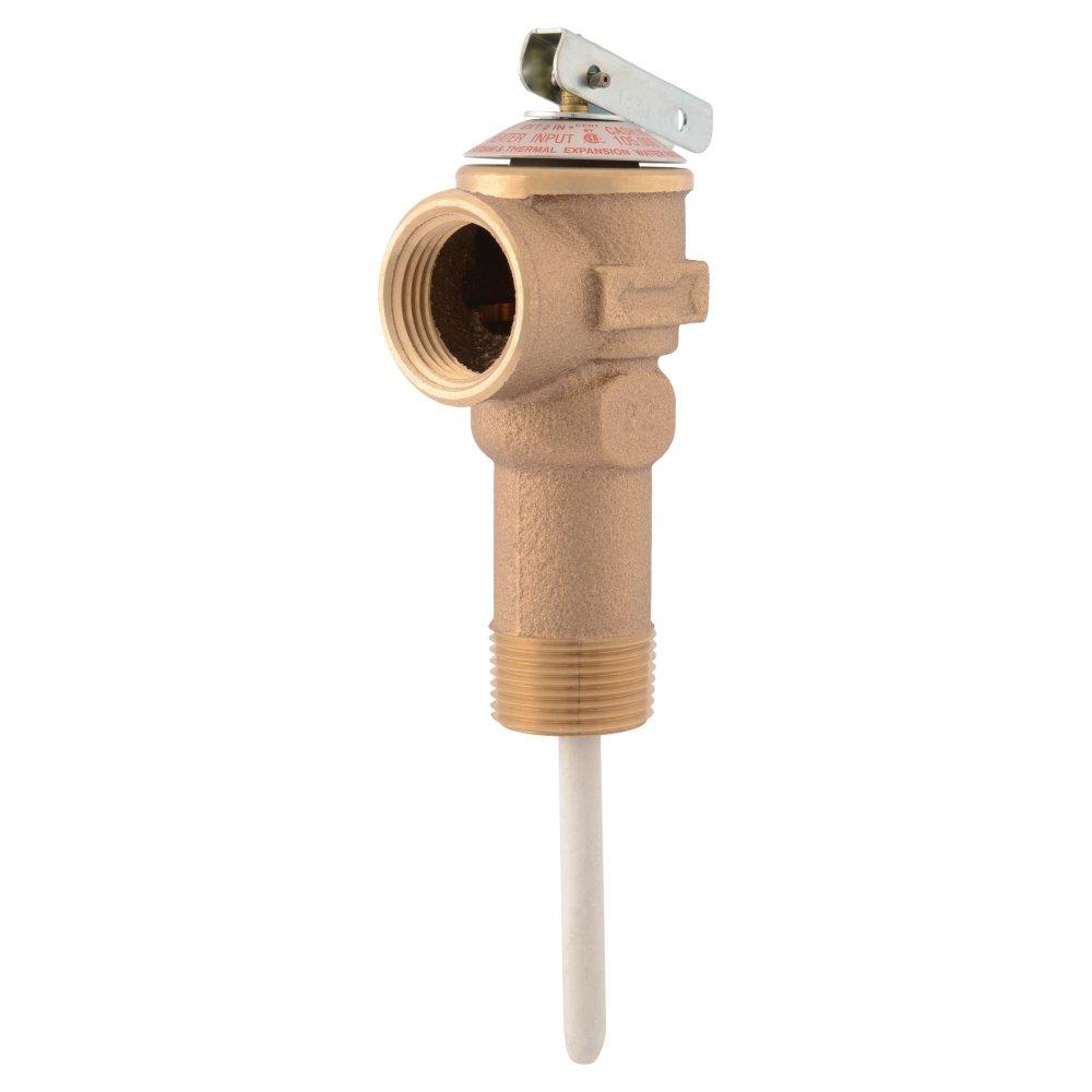 Cash Acme 3/4 Inch NCLX-5L Temperature and Pressure Relief Valve, Push to Connect Brass Plumbing Fittings, Copper, CPVC Pipe, 150 PSI, 18821-0150