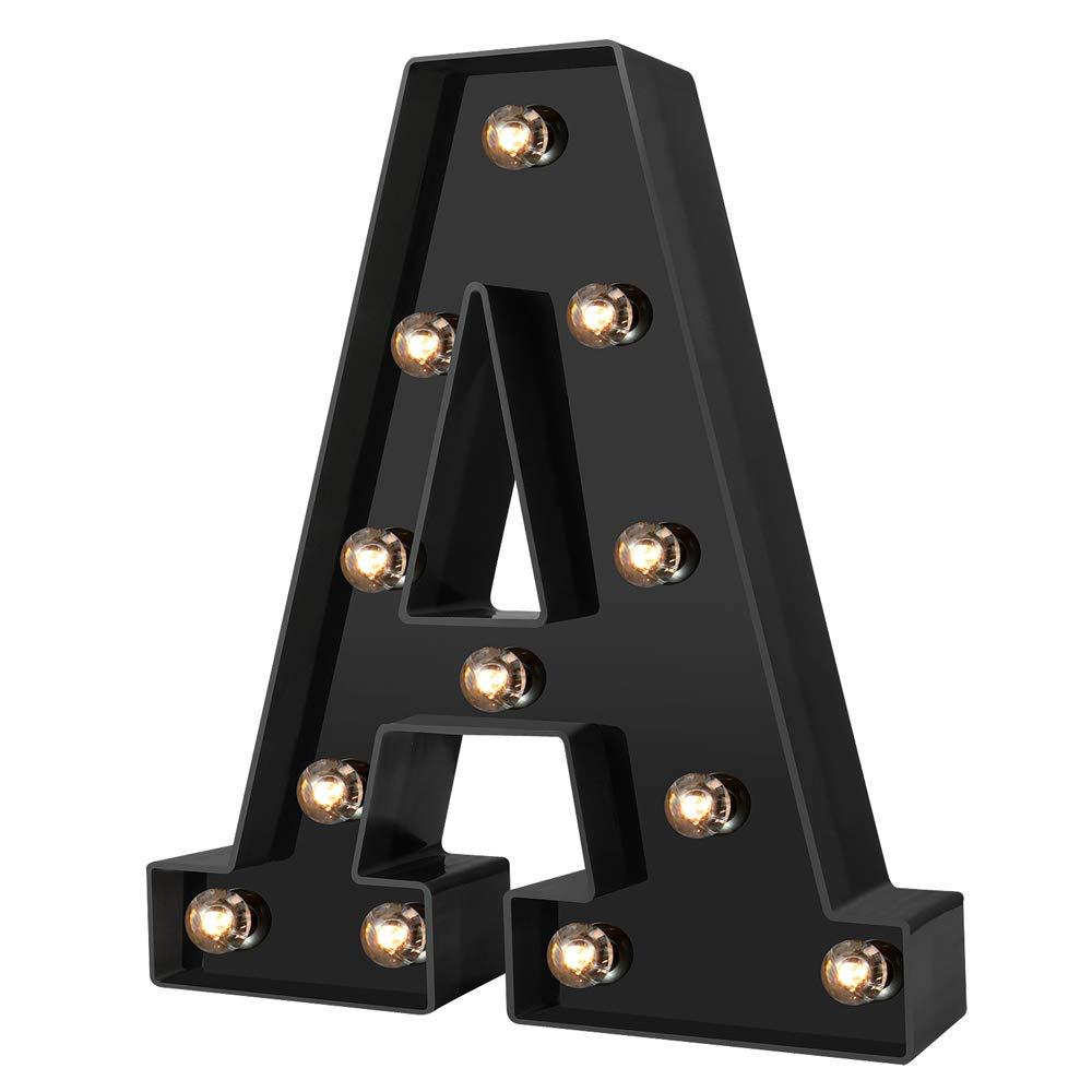 Led Marquee Letter Lights Newly Design Light up Letters for Events Wedding Party Birthday Home Bar DIY Decoration (Cool Black A)