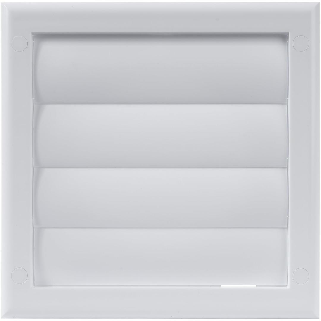 Vent Systems 4 inch (7.5 x 7.5) Exhaust Vent Cover - White - Dryer Vent Hood - Louvered Dryer Duct Vent Cover - Vent Hood Cap - One-Directional Plastic Air Supply Grille