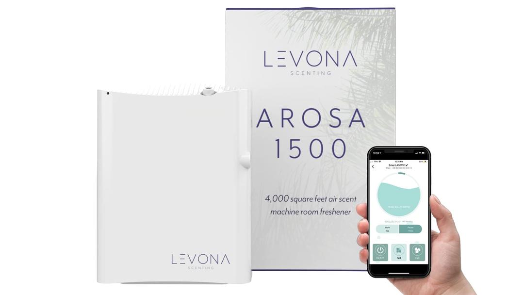 Levona Scent Waterless Diffuser - Essential Oil Aroma Smart Plug-in, Portable Machine for Whole House & Large Spaces, LCD, HVAC, With Cleaning Cloth, Covers 4000 sqft - Arosa 1500 (Scent Not Included)