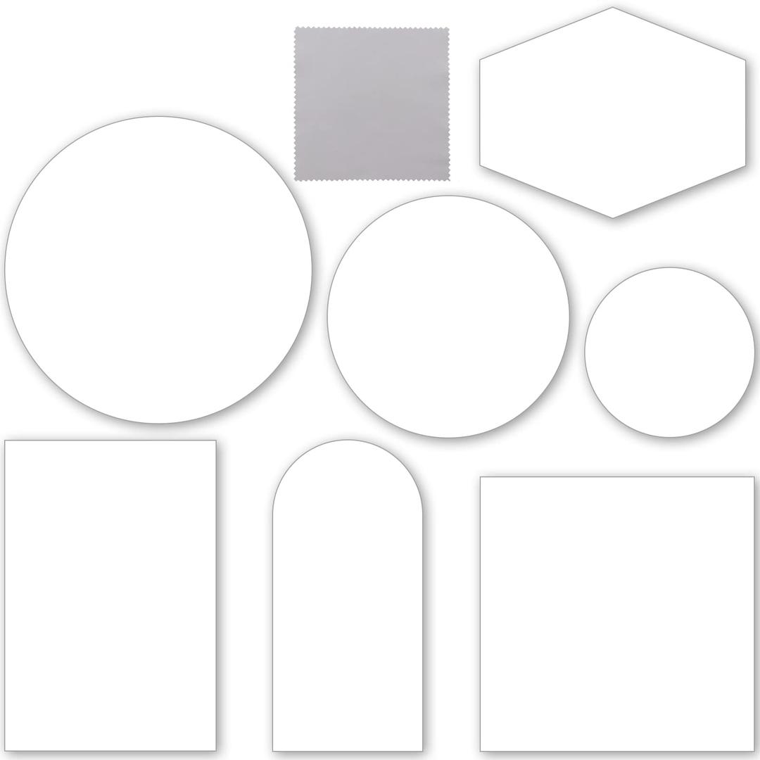 bpa Photography Props for Product Photoshoot, 7PCS Acrylic Mirror Reflection Board with Wipes Photo Props, Geometric Shape Reflector for Product Photography Background Ornaments (Silver)