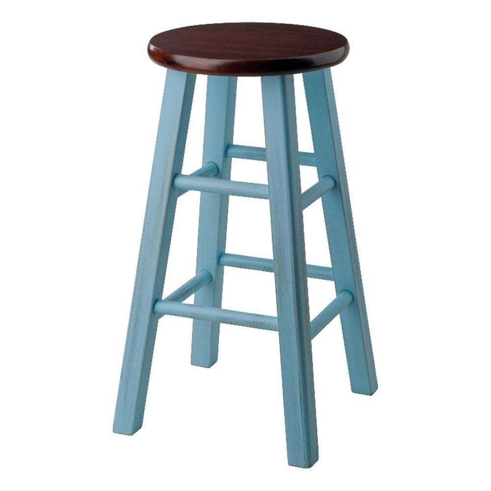 Winsome Ivy Counter Stool, 24", Rustic Light Blue/Walnut