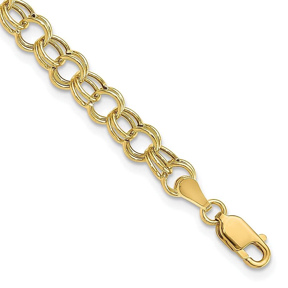 ICE CARATS14k Yellow Gold Double Link Chain Charm Bracelet Fine Jewelry For Women Gifts For Her