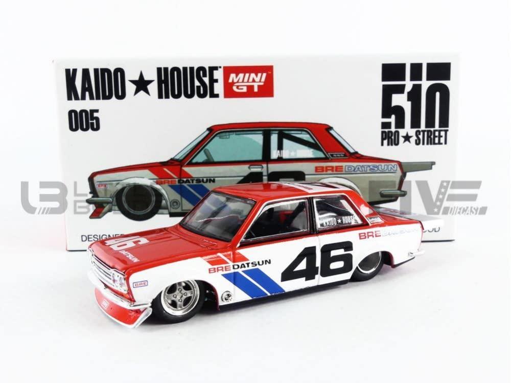 TSM Model Datsun 510 Pro Street Version 1 #46 BRE Red and White (Designed by Jun Imai) Kaido House 1/64 Diecast Model Car by True Scale Miniatures KHMG005