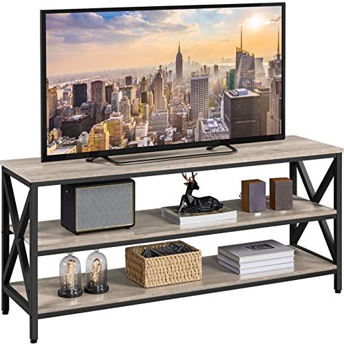 Yaheetech TV Stand for 65 Inch TV, Industrial Entertainment Center with Storage, Modern TV Console Table for Living Room & Bedroom, 55 x 16 x 24.5, Gray