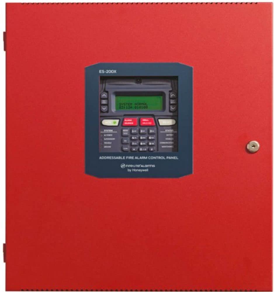 ES-200X Intelligent Addressable Fire Alarm Control Panel, SLC Loop, 198 Addressable Devices, IPOTS-COM Communicator, Integral 80-Character LCD Display with Backlighting