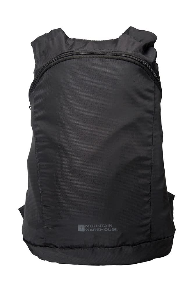 Mountain Warehouse Packaway Backpack - Lightweight Rucksack, Waterproof Bag, Taped Seams - for Summer Black