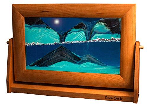 Amazing Shifting Sand Pictures - Lg21 Large Cherry Frame (Ocean Blue) Best Men's Gifts, Corporate Gifts, Family Gifts for All Ages!. Lava Lamp - Lava Lite - Hourglass - Liquid Sand Timer