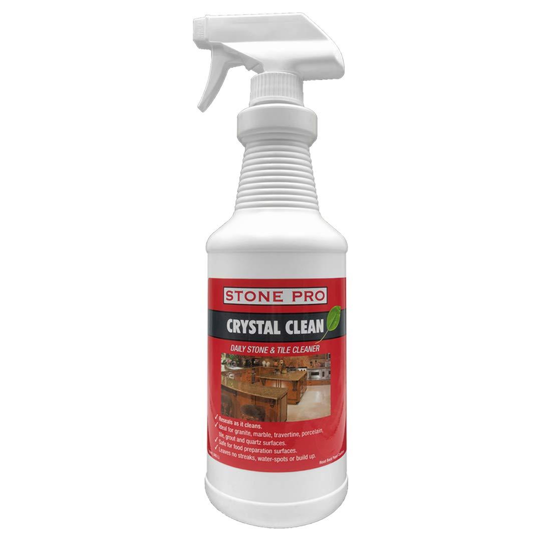 StonePro – Crystal Clean (32 Fl Oz Ready to Use) (for Stone Surfaces, Stainless Steel, Windows, Mirrors & Glass)