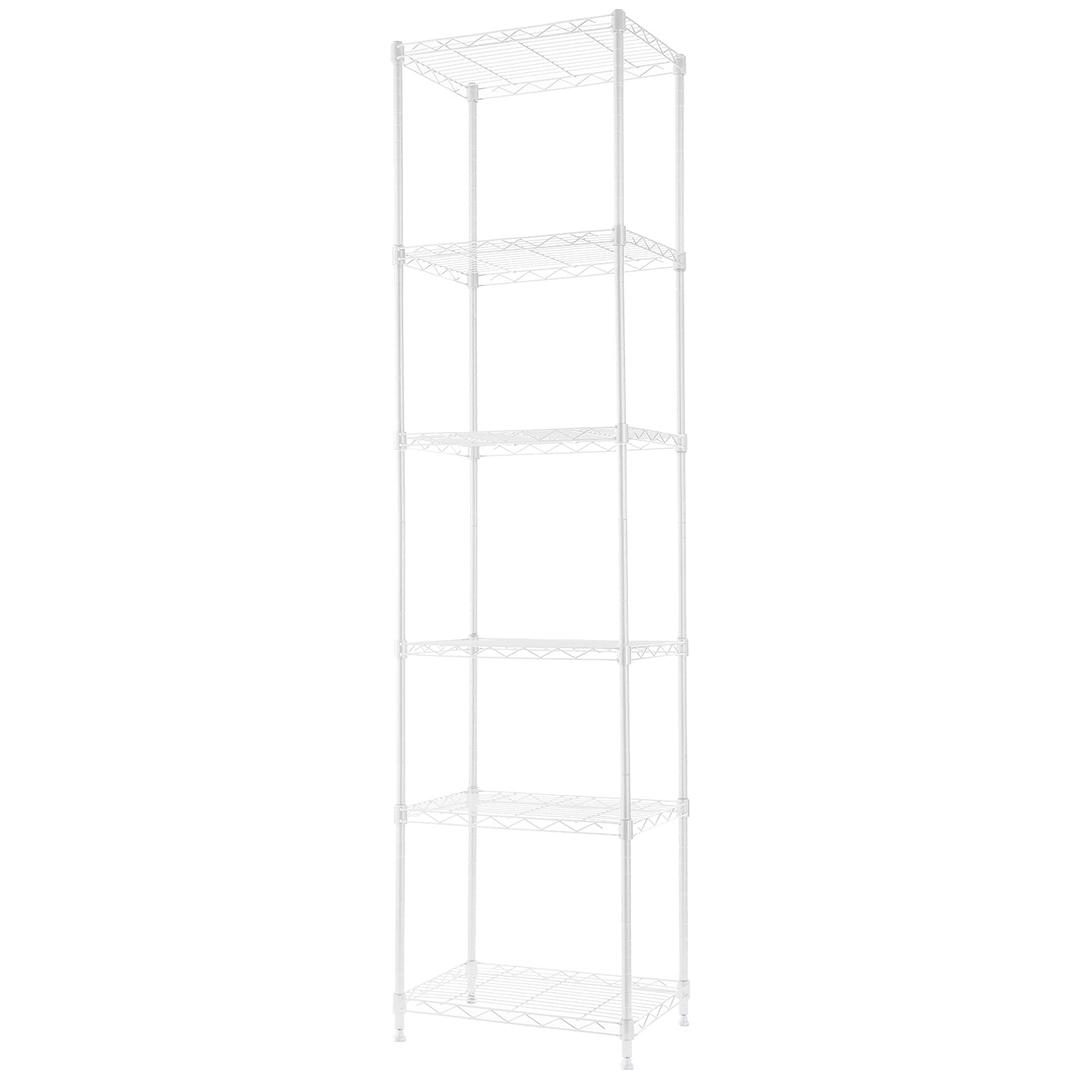 REGILLER 6 Wire Shelving Steel Storage Rack Adjustable Unit Shelves for Laundry Bathroom Kitchen Pantry Closet (16.7L x 11.9W x 64H, White)