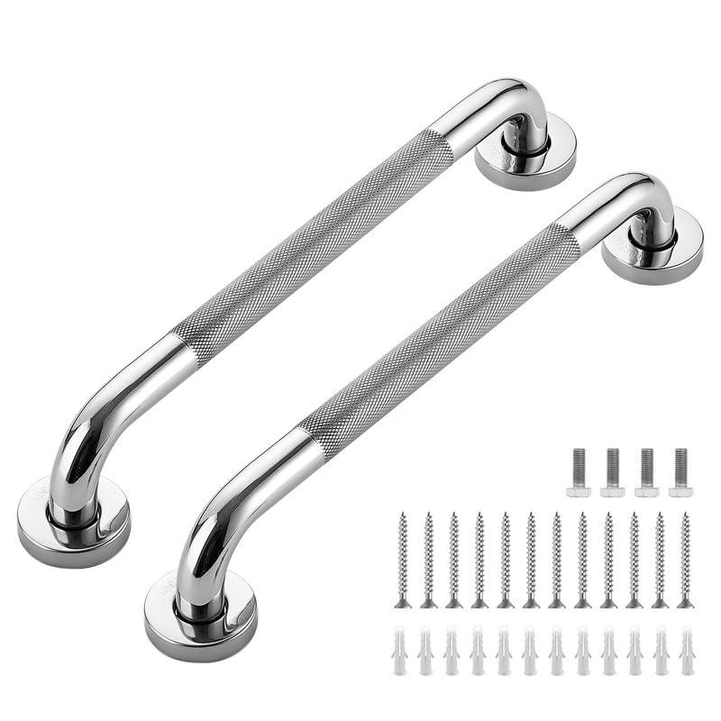 Grab Bars for Shower, 2 Pack 16-Inch Anti Slip Shower Handles for Elderly, Safety Shower Grab Bar, Stainless Steel Handicap Grab Bars for Bathroom (Polished Nickel 1" Diameter)