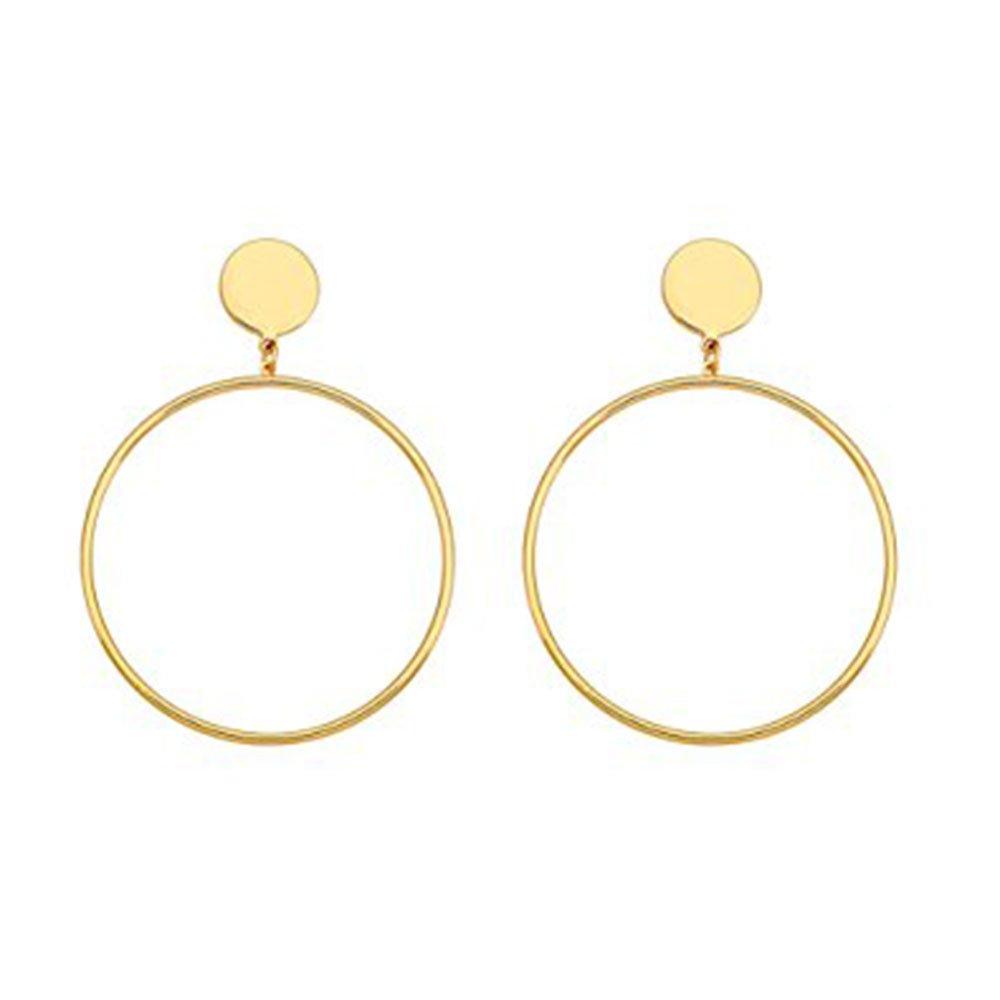 Cyntan Statement Large Hoop Dangle Drop Earrings For Women Girls Gold Tone