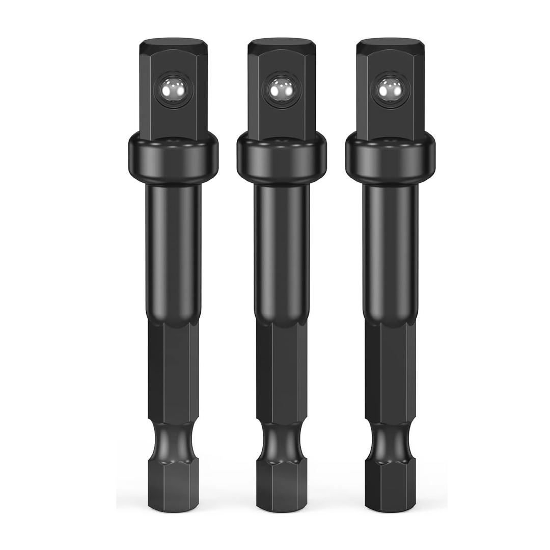 Impact Grade Power Hand Tools Driver Sockets Adapter Set for Drill - 3 Pack 3/8 Socket Adapter 1/4 Inch to 3/8 Socket Adapter Kit for Impact Driver,Automotive DIY,Handle Nut Driver and Drills