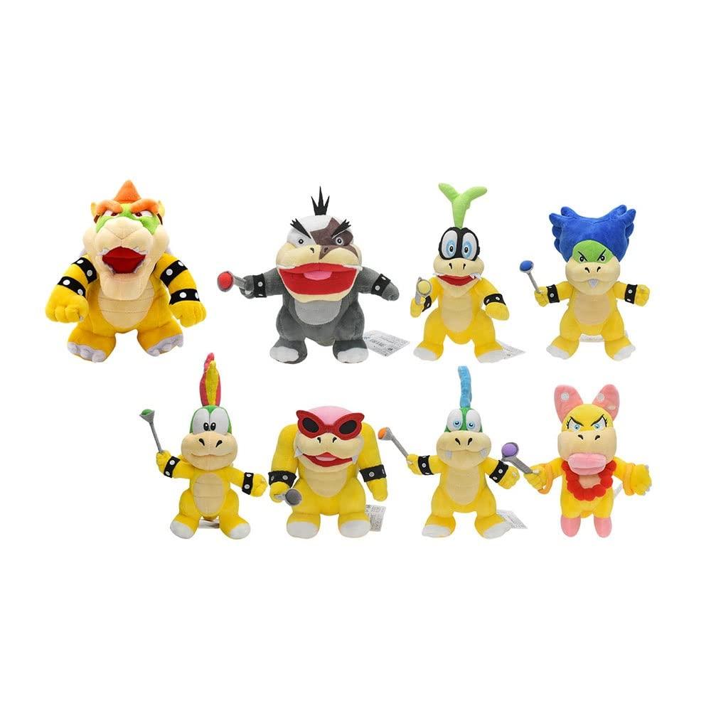 8 Pack Plush Figure Super Mario Bowser King Koopa Koopalings Plush Toys Larry Iggy Wendy Morton Jr Roy Ludwig Lemmy Koopa Bowser Dolls Soft Stuffed