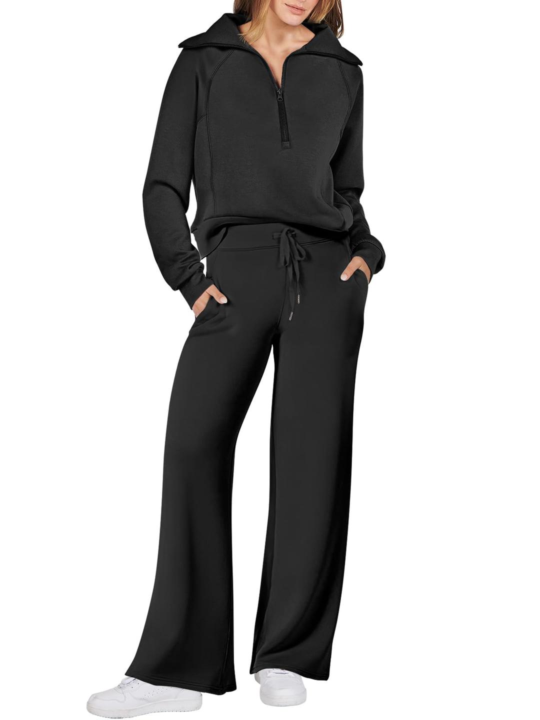 ANRABESSWomen 2 Piece Outfits Sweatsuit Oversized Sweatshirt Sweatpants Tracksuit Sweat Lounge Matching Set 2024 Fall Trendy