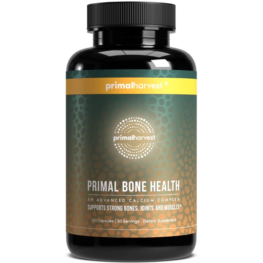 Primal HarvestPrimal Bone Health Calcium Carbonate Bone Health Complex for Men & Women with Calcium, Magnesium, Zinc, Manganese, Potassium, & L-Carnitine (120 Capsules)