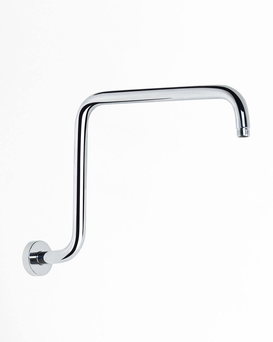 PHASAT S Shaped Shower Arm with Flange,High Rise Shower Head Extension Arm Chrome,PU9D02