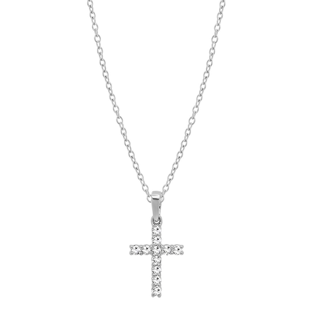 Dazzlingrock Collection Round White Diamond Classic Divine Cross of Jesus Pendant with 18 inch Chain for Women (Color I-J, Clarity I1-I3) in Gold