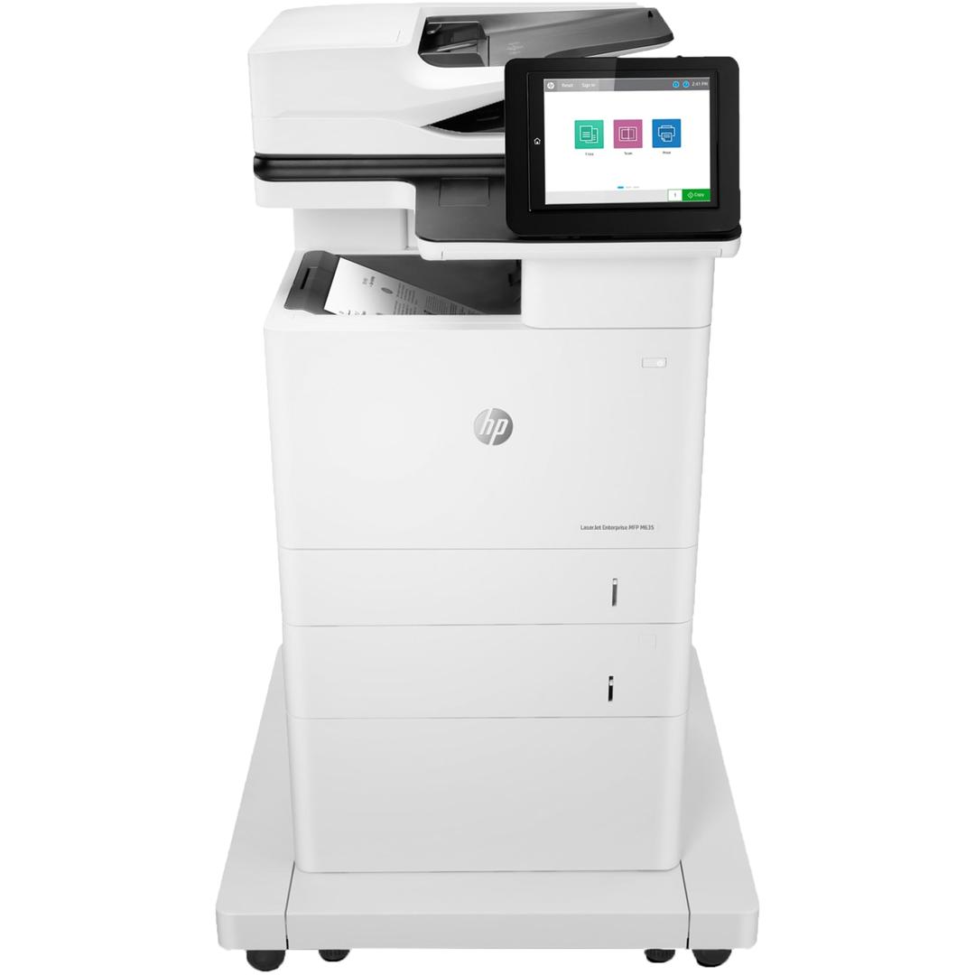 HP LaserJet Enterprise MFP M635fht Monochrome All-in-One Printer with built-in Ethernet, 2-sided printing, extra paper tray & wheeled stand (7PS98A),White