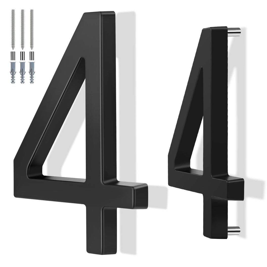 6 Inch Floating House Number Metal Modern Anti-Rust House Address Numbers for Outside with For Mailbox Yard Home Front Door Zinc Alloy Black, 911 Visibility Signage (4)