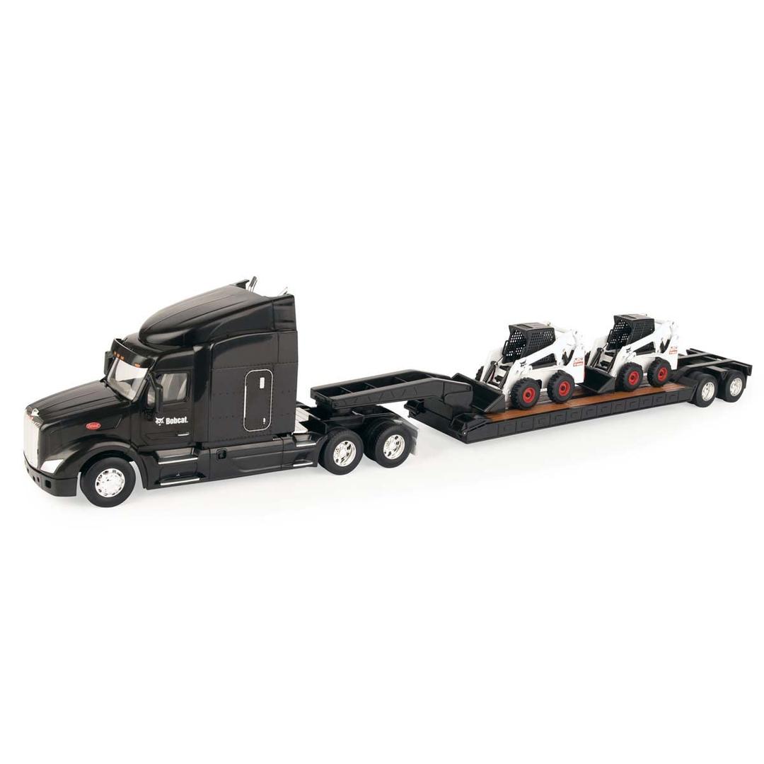 ERTL 1/32 Big Roads Peterbilt 579 with Lowboy Trailer and 2 Die-Cast Bobcat S450 Skidloaders 47368