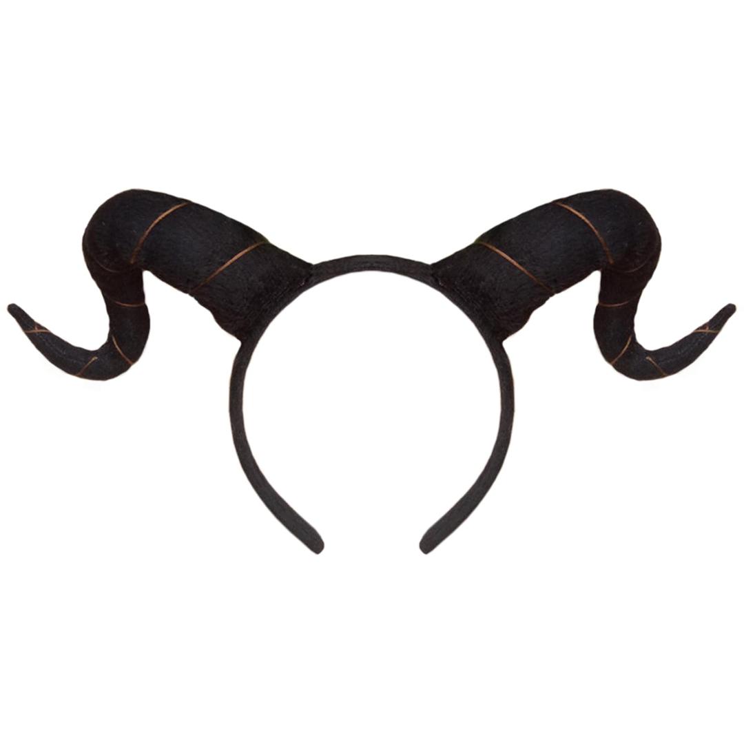 CBLUOHalloween Antelope Horns Headband Ram Horns Hair Hoops Bands Animal Goat Sheep Horns Headpiece Hairband Women Christmas Holiday Festival Parade Cosplay Dress Up Birthday Party Accessories Black