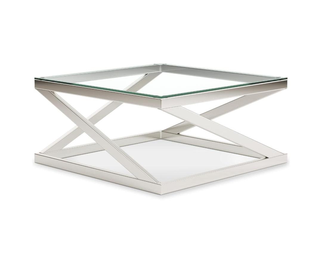 Signature Design by Ashley Frostine Modern Round 3-Piece Table Set, Includes 1 Coffee Table and 2 End Tables with Clear Tempered Glass Top, 34.13"D x 34.13"W x 16.38"H, Bronze