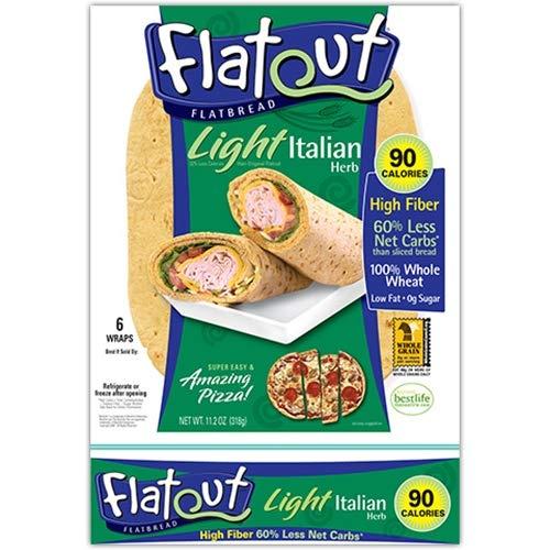 FlatOut Light Wraps Italian Herb - 6 Wraps, Low Carb, Low Calories, High Fibre