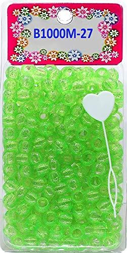 Tara Metallic Color 12 MM Plastic Beads For Braid Hair 240 Pieces In One Pack (Pack of 1, GLITTER GREEN)