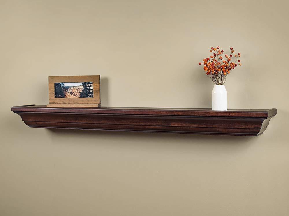 MANTELSDIRECT 72 Inch Floating Fireplace Mantel Wood Shelf in Chocolate - Colton from Mantels Direct | Wooden Rustic Wall Shelf Perfect for Décor and Electric Fireplaces