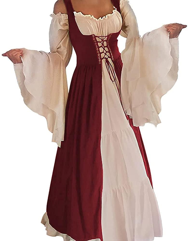 OylchlyRenaissance Costume Women Irish Medieval Dress 2 Piece for Ren Fair Halloween Cosplay Costume