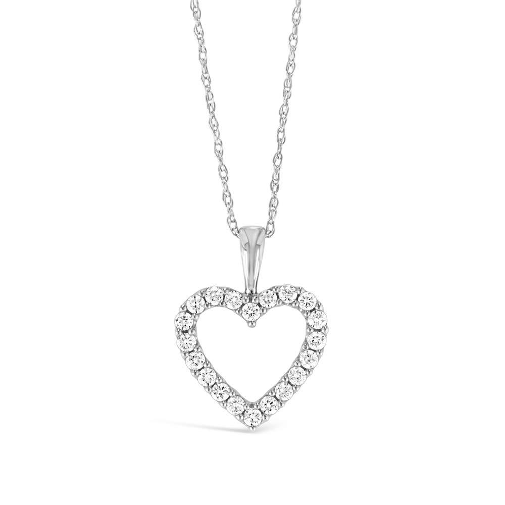 Brilliant Expressions10K White, Rose, or Yellow Gold 1/4, 1/2 or 1 Cttw Diamond Heart Pendant Necklace (I-J,I2-I3), 18" Chain