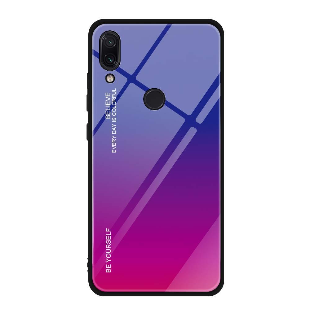 9-evei Phone Case with Xiaomi Redmi Note 7,Full Body Colorful Hybrid Bumper Smooth Anti-Fall Shockproof Tempered Glass Back Redmi Note 7 Pro Cover Case (4, Redmi Note 7)