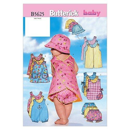 Butterick Patterns B5625 Size NB0 NB-Small-M Infants Romper Jumper Panties and Hat, Pack of 1, White