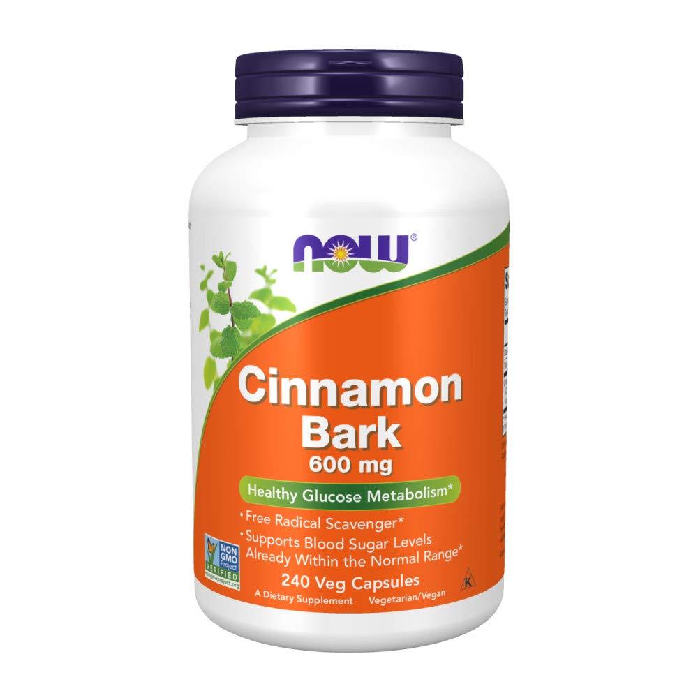 NOW Foods Supplements, Cinnamon Bark 600 mg, Non-GMO Project Verified, Healthy Glucose Metabolism*, 240 Veg Capsules