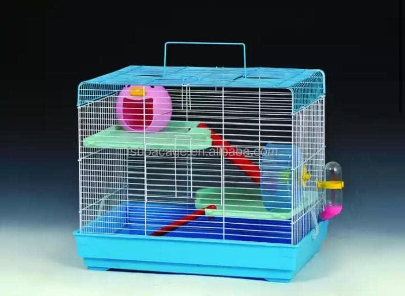 Lovely PET'S Kingdom- Cage/Playhouse for Dwarf Hamster/Gerbil/Mice with a foodcup,Water Bottle,Exercise Wheel with Spacious one Slide cage with House (43 x 26 x 36 CMS )- [ Colors May Vary] M033