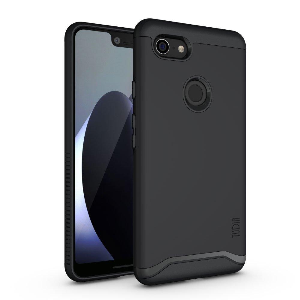 TUDIADualShield Designed for Google Pixel 3 XL Case (2018), [Merge] Shockproof Military Grade Raised Edge Slim Dual Layer Heavy Duty Protection - Matte Black