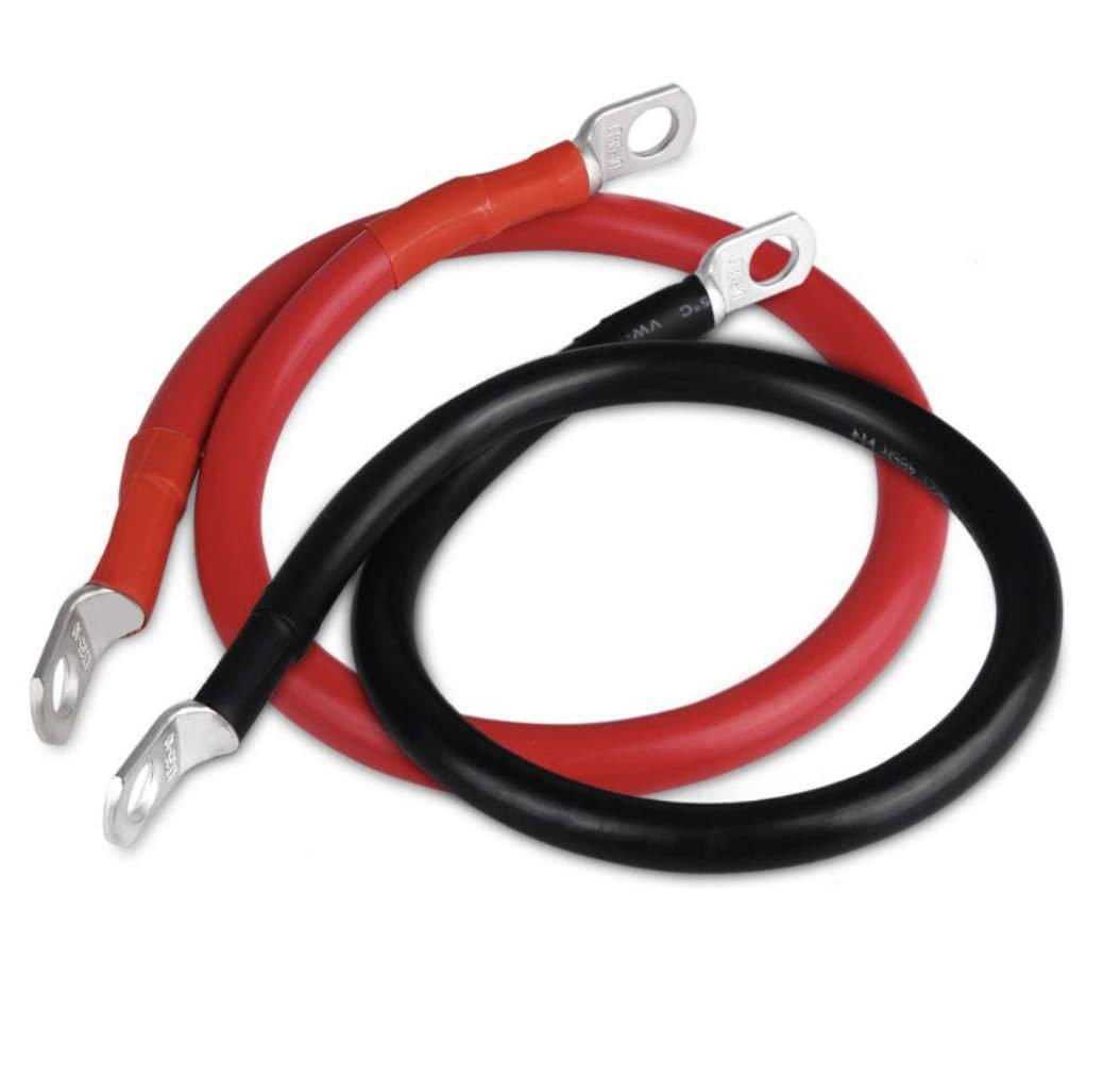 Battery Cable 6AWG 20 Inch Battery Power Inverter Cables Set with 3/8" Lugs Terminals 6Gauge x20in (1 Black & 1 Red) for Car Marine Solar ATV Lawn Mower RV Motorcycle (6AWG, 20-Inch)