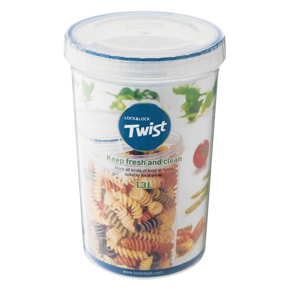 LOCK & LOCK Easy Essentials Twist Food Storage lids/Airtight containers, BPA Free, Tall-44 oz-for Pasta, Clear