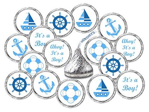 324 Nautical Blue Its a Boy Baby Shower Favors Stickers for Baby Shower Or Baby Sprinkle Party Decorations, Baby Shower Kisses Stickers, Baby Shower Blue Favors, Baby Shower Labels, Its a Boy Kisses