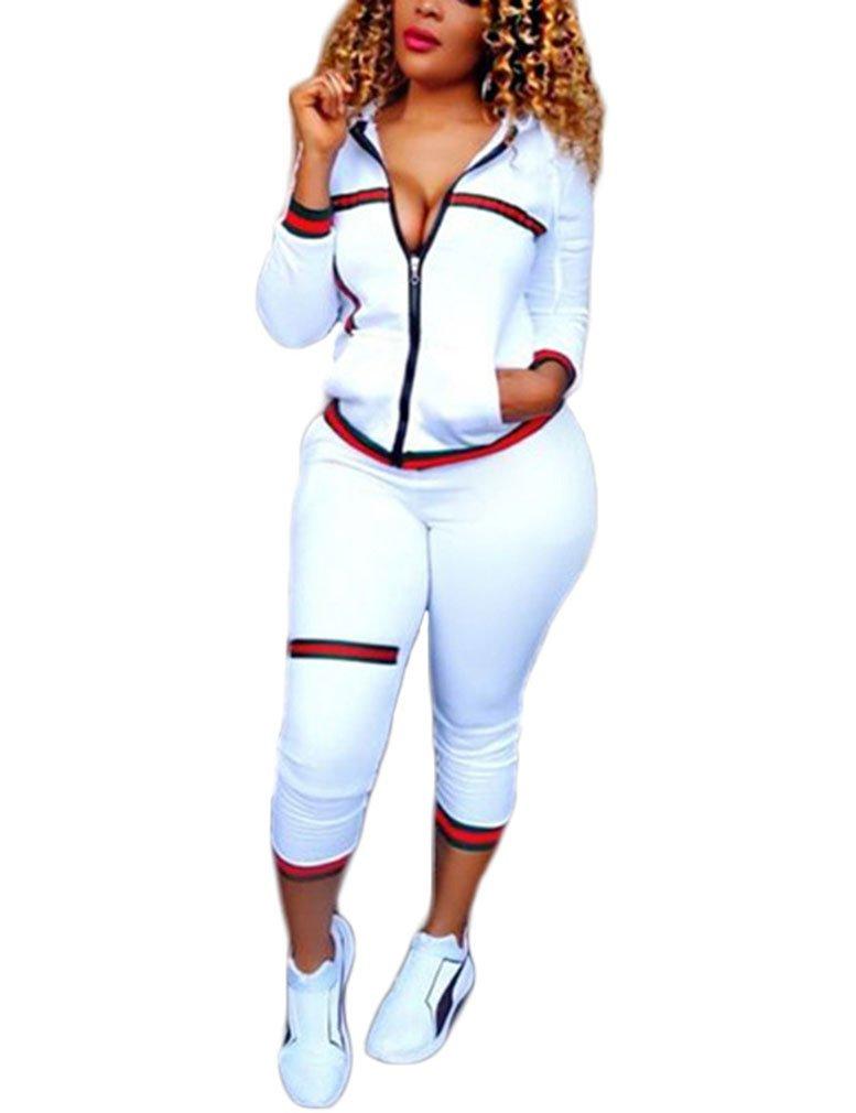 Womens 2 Piece Outfits Hoodies and Pants Set Bodycon Tracksuits