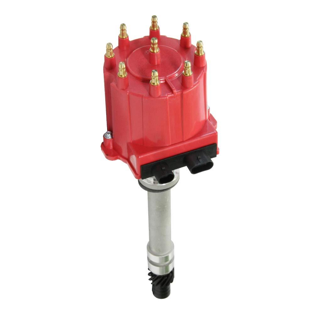 Ignition Distributor Compatible with 1987-1997 GMC Chevy 5.0L 5.7L 7.4L C/K Pickup Truck Van Big Blocks Small Blocks 305 350 454 HEI652R Red Cap