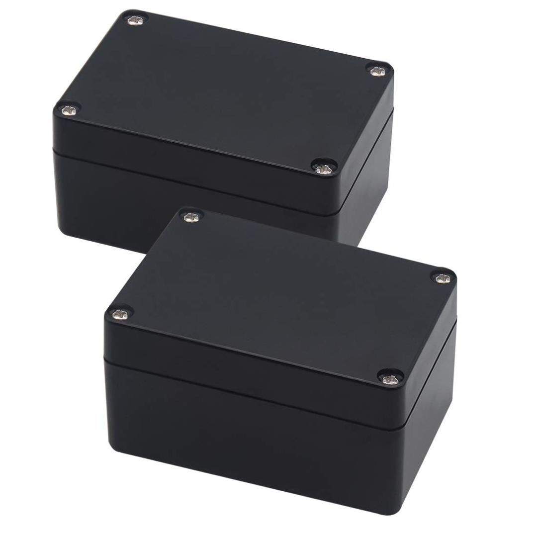 Junction Box, Zulkit Project Box IP65 Waterproof Outdoor Box ABS Plastic Electrical Boxes Electronic Enclosure Black 3.94 x 2.68 x 1.97 inch (100X68X50mm) (Pack of 2)