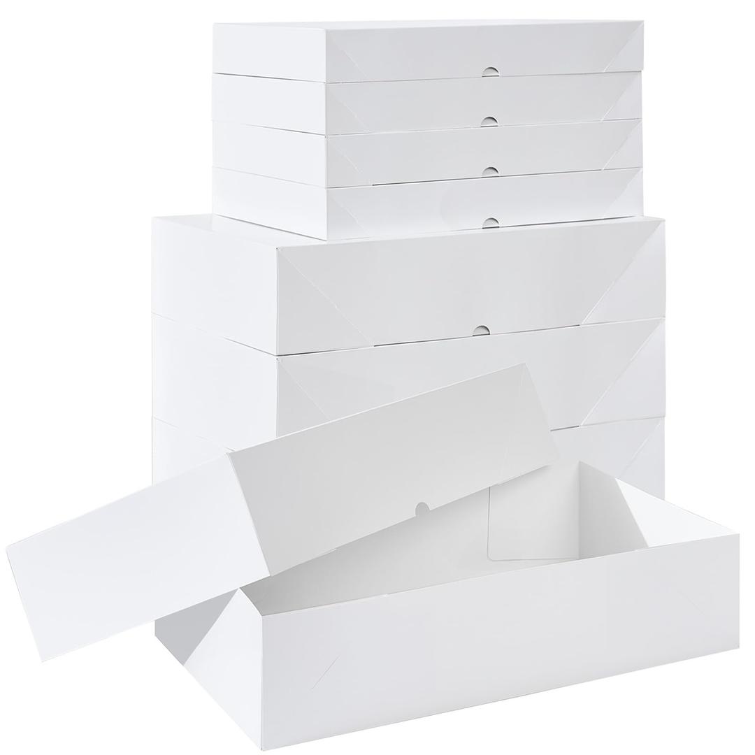 STYPOP 12 White Gift Boxes with Lids for Presents - 6 X-Large Gift Boxes 4in Deep for Sweaters or Robes, 6 Large Shirt Boxes 2in Deep for Christmas, Holidays, Birthday, Wedding