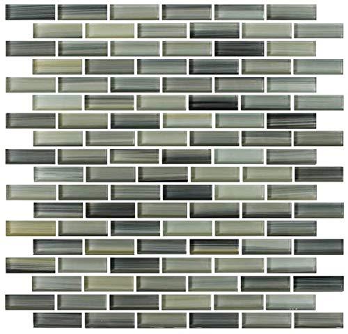 Sample - Beach Break Hand Painted Glass Mosaic Subway Tiles for Bathroom Walls or Kitchen Backsplash