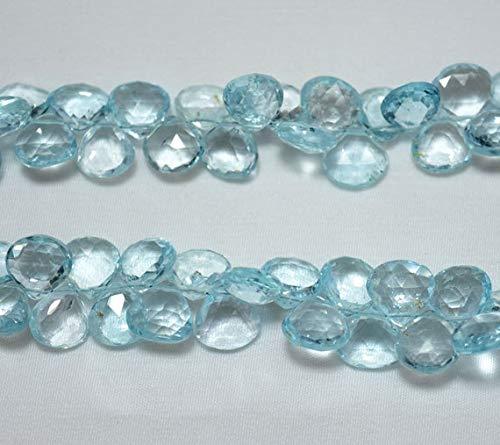 LOVEKUSH 50% Off Gemstone Jewellery Blue Topaz Heart Shape Beads, Faceted Heart Shape Briolettes Gemstone for Jewelry, 8mm - 13mm Approx, 18 Inch Strand Code:- RADE-23699