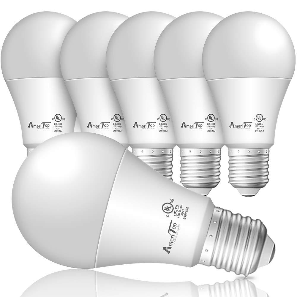 AmeriTopA19 LED Light Bulbs- 6 Pack, Efficient 14W(100W Equivalent) 1600 Lumens General Lighting Bulbs, UL Listed, Non-Dimmable, E26 Standard Base (5000K Daylight)